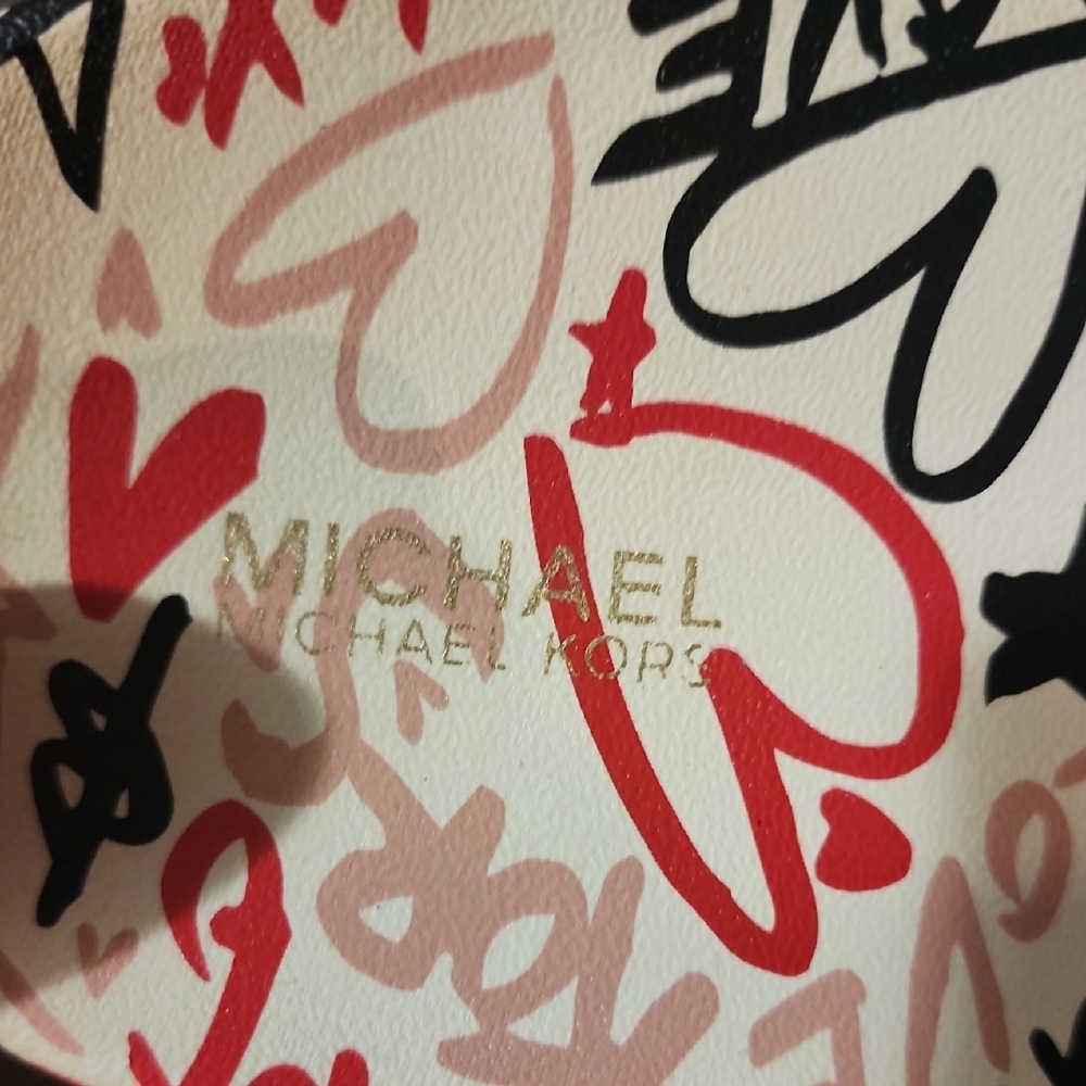 New Michael Kors Tyra Qixi Graffiti Print Optic White Slides Size 9 - Picture 11 of 16